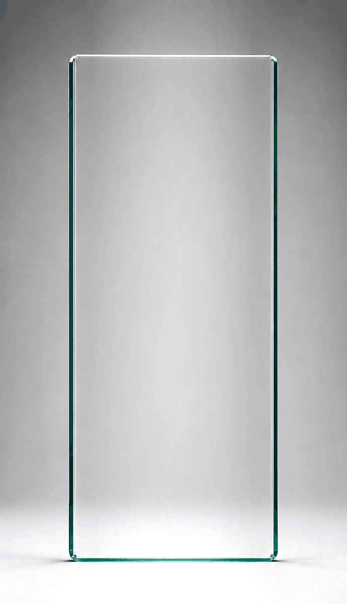 15mm frameless balustrade glass panel, 400mm W x 1000mm H - toughened, heat-soaked, polished edges with 3mm radius corners.