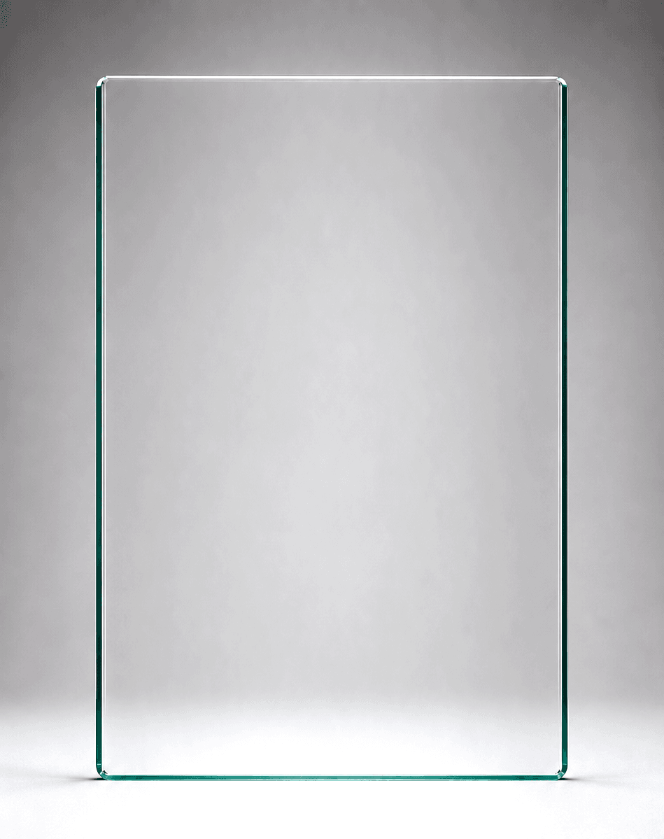 15mm frameless balustrade glass panel, 650mm W x 1000mm H - toughened, heat-soaked, polished edges with 3mm radius corners.