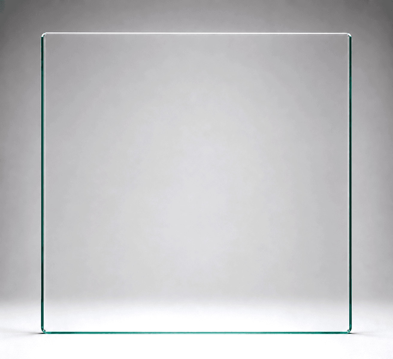 15mm frameless balustrade glass panel, 1000mm W x 1000mm H - toughened, heat-soaked, polished edges with 3mm radius corners.