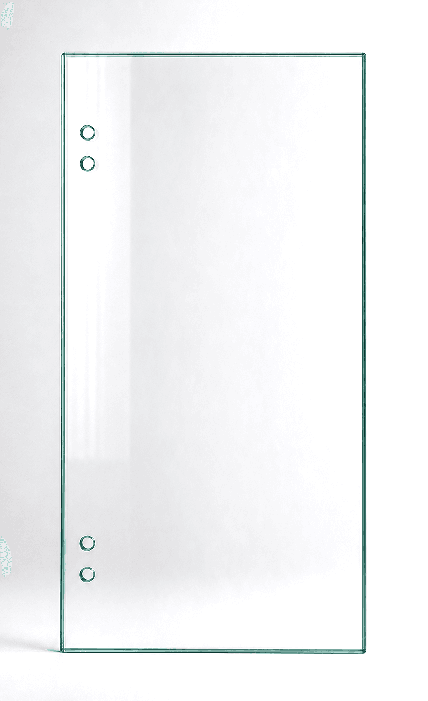 Master Range 12mm toughened glass hinge panel, 600mm wide x 1200H, takes a Master Range 8mm gate on spring (non soft-close) hinges.